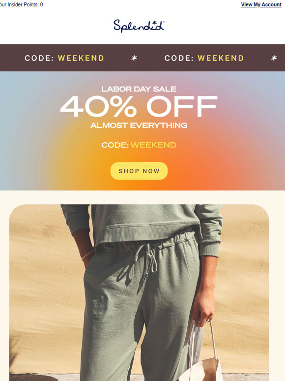 40% OFF From Top to Bottom