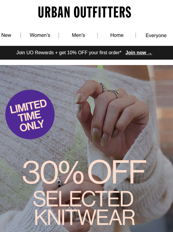 30% OFF knitwear ENDS TODAY!