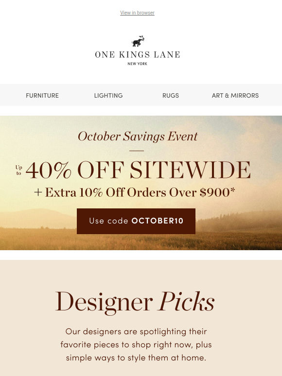 Our Designers' Top 5 Picks This Month — Up to 40% Off
