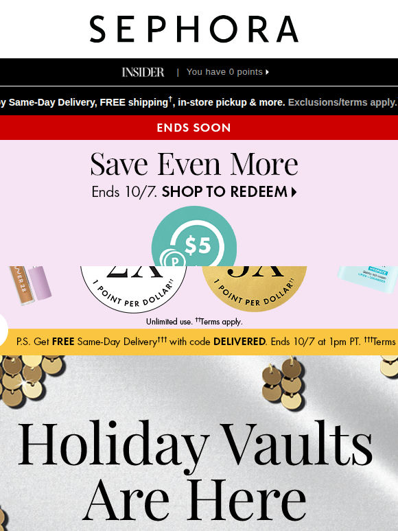 🚨2X points on your purchase and 5X on ALL Sephora Collection ends tomorrow 🚨