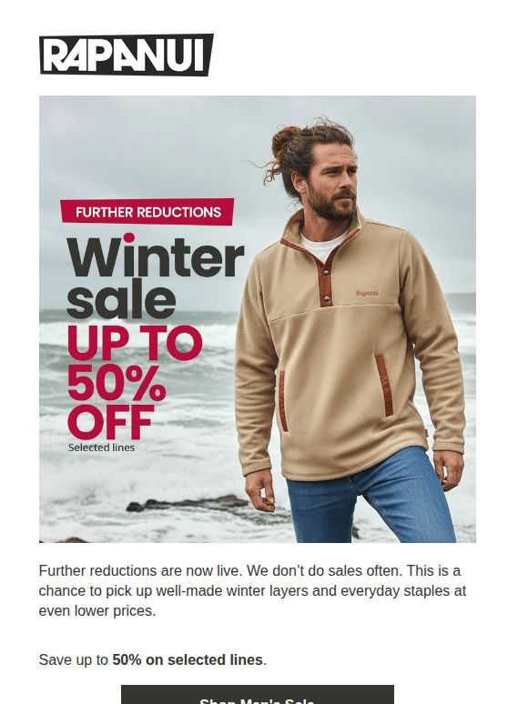 Winter Sale — further reductions up to 50%
