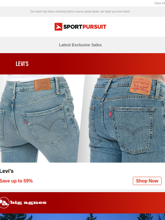 Levi’s  | Big Agnes | Untrakt Clothing | Marine | VANS | Up to 72% Off!
