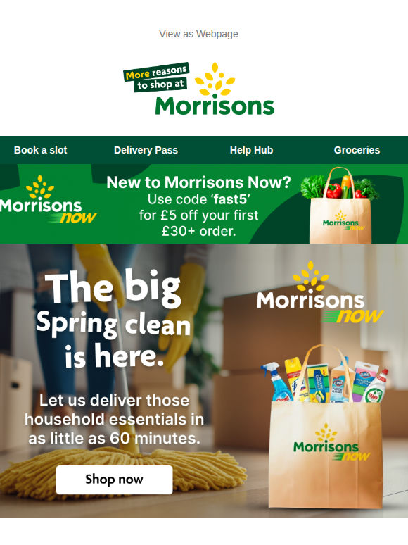 The big spring clean is here 🧽 plus £5 off on your Morrisons Now order