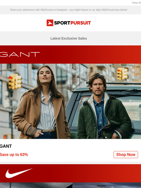 GANT | Nike Running Clothing & Apparel | Didriksons | Levi’s  | Amont Clothing | Up to 70% Off!