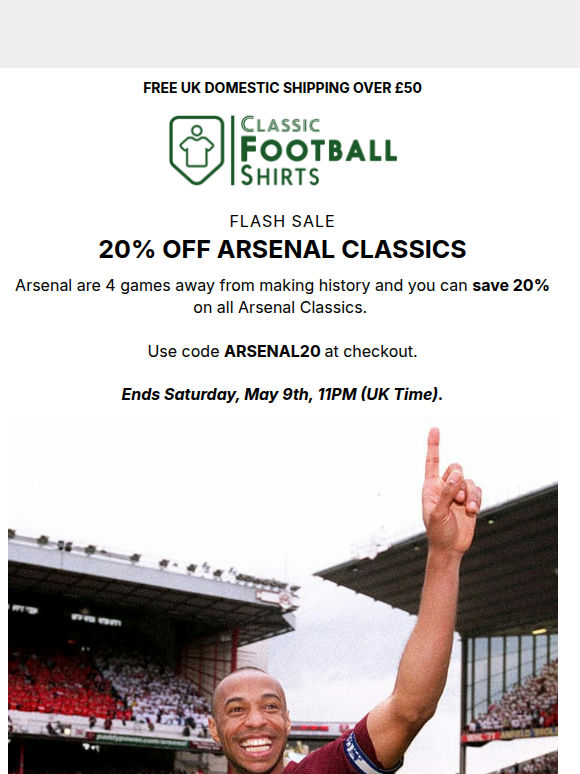 20% OFF ARSENAL CLASSICS 🔴