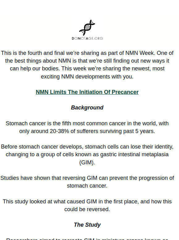 Study: NMN Limits Precancer Initiation