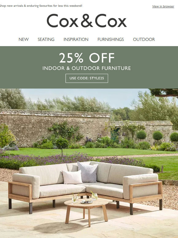 Don't miss out on 25% OFF all full priced furniture