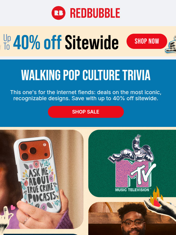 Up to 40% off Music, Gaming, Memes, and More 🎬 Deals on Pop Culture  🎧 