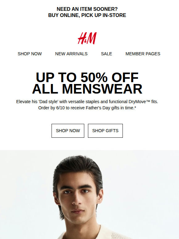 Last day: Up to 50% off menswear
