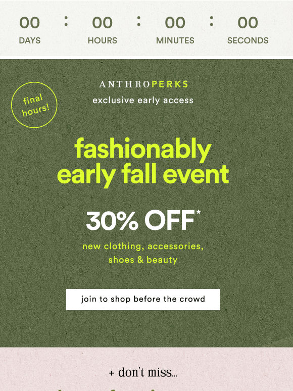 FINAL HOURS: AnthroPerks Early Access