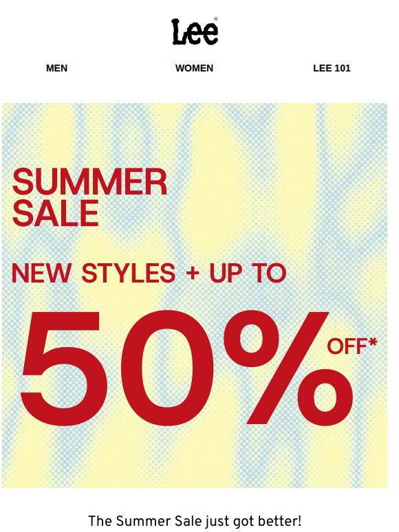SUMMER SALE : New Styles + Up to 50% Off