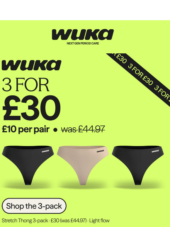 3 Stretch™ Thongs. £30.