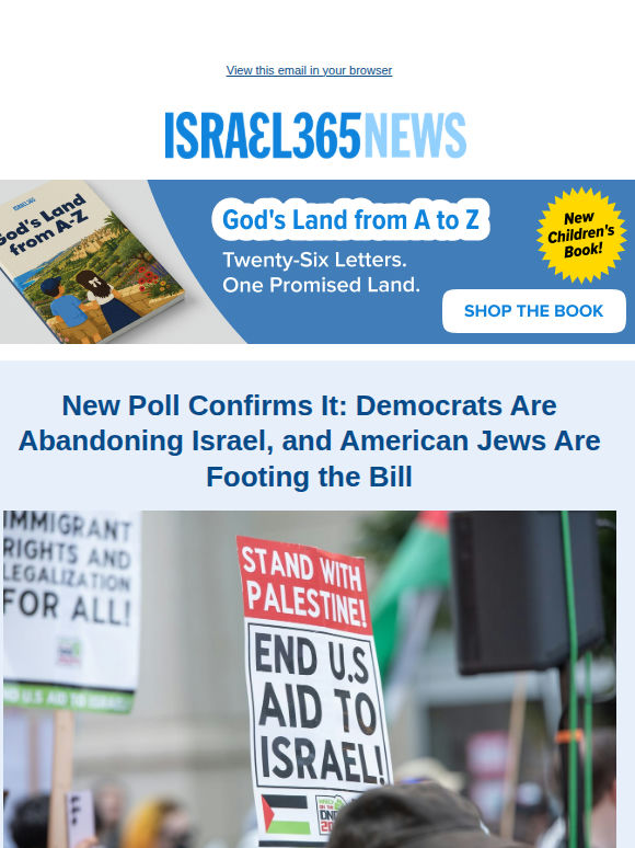 New Poll Confirms It: Democrats Are Abandoning Israel, and American Jews Are Footing the Bill and Today's Top Stories