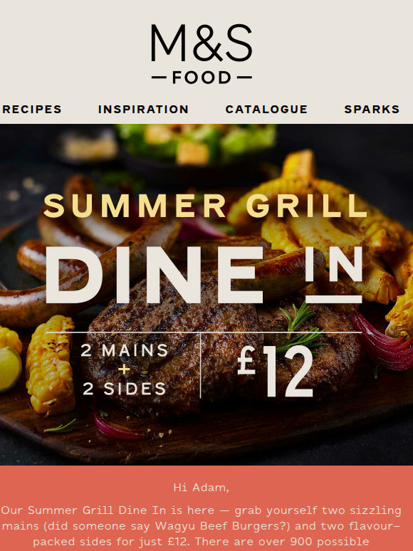 Save up to £11 with our Summer Grill Dine In