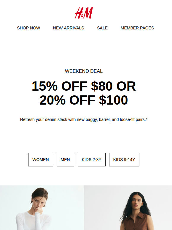 15% off or 20% off all weekend
