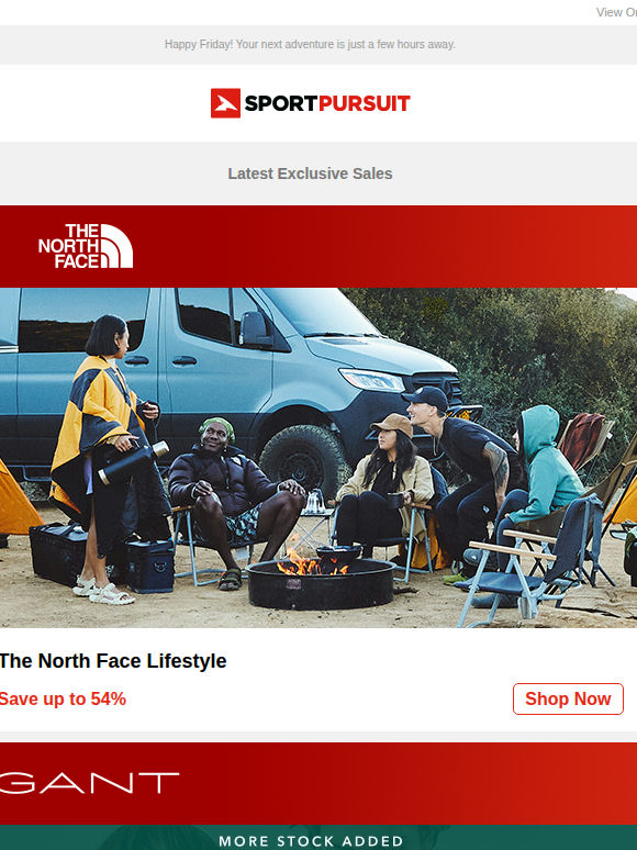 Up to 79% Off: The North Face Lifestyle | GANT | Atomic Clothing | Pika Apparel | Golf Clothing