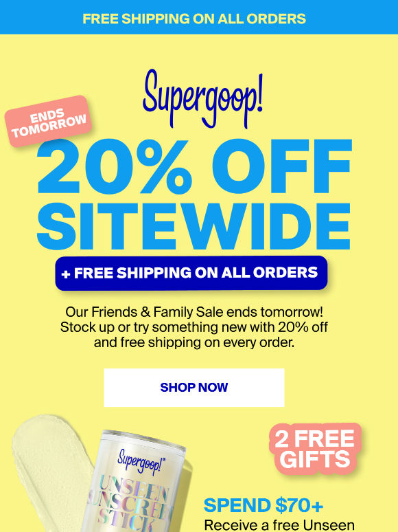 Don’t miss out: 20% off SPF + free shipping
