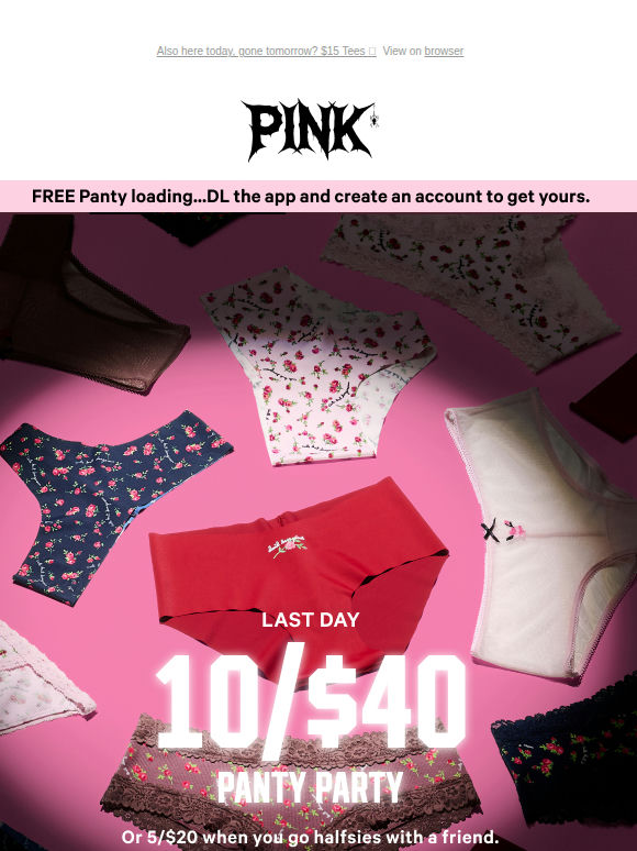 Last Day: 10/$40 Panties Is Leaving...