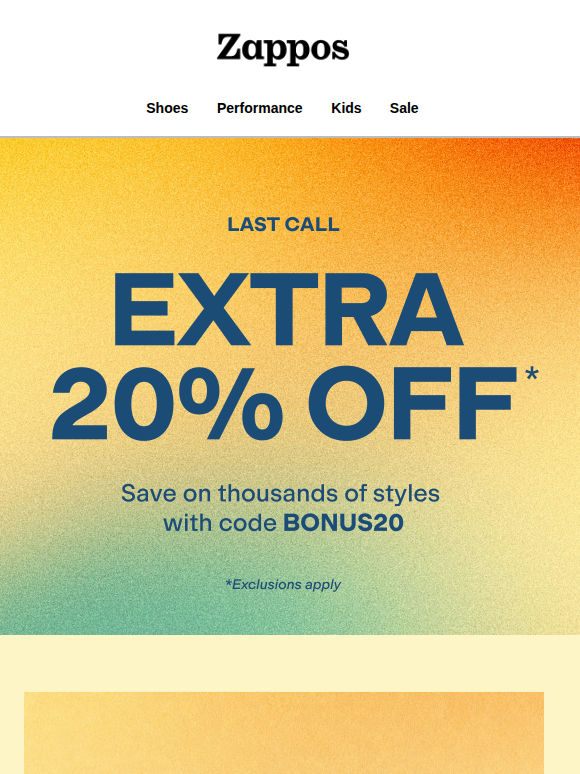Final hours for an extra 20% OFF