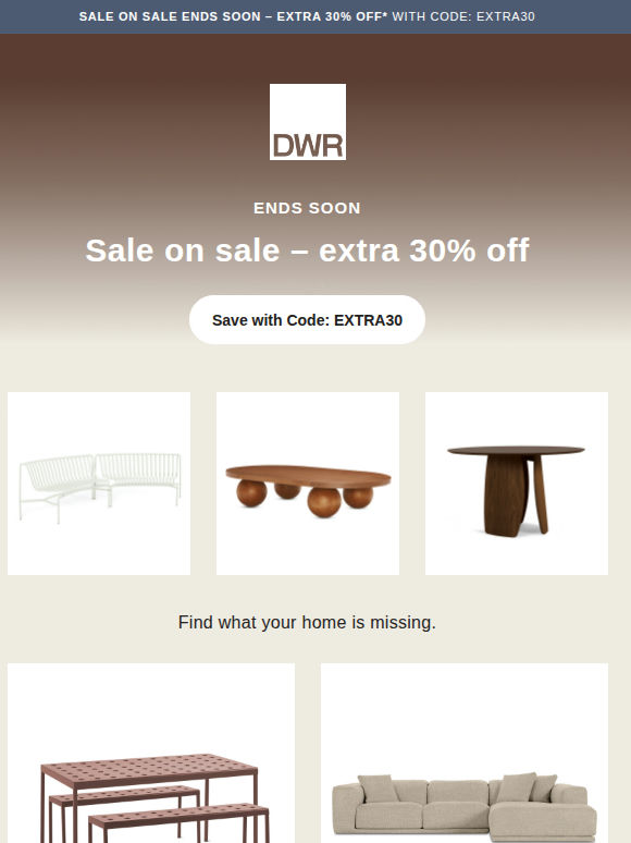 Ends soon: Extra 30% off