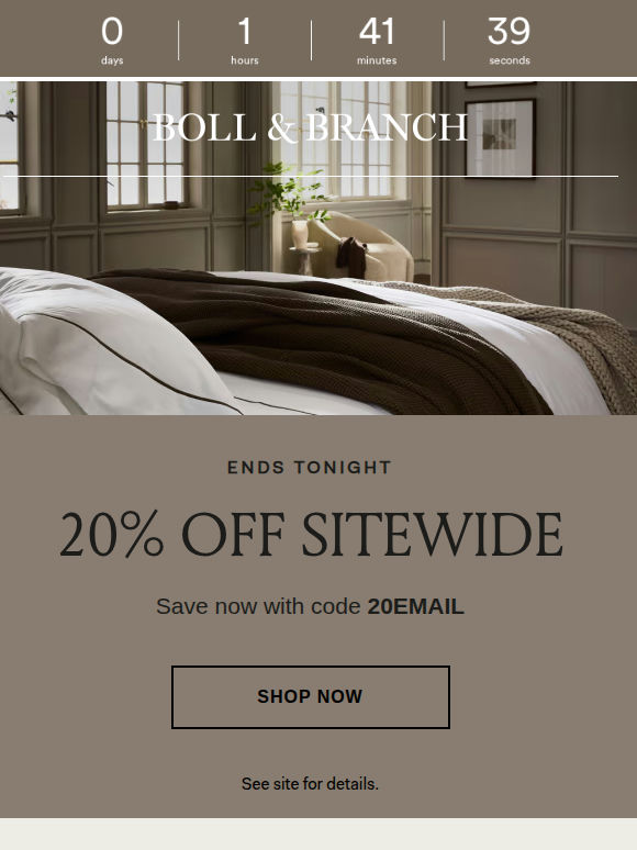 Last call for 20% off sitewide