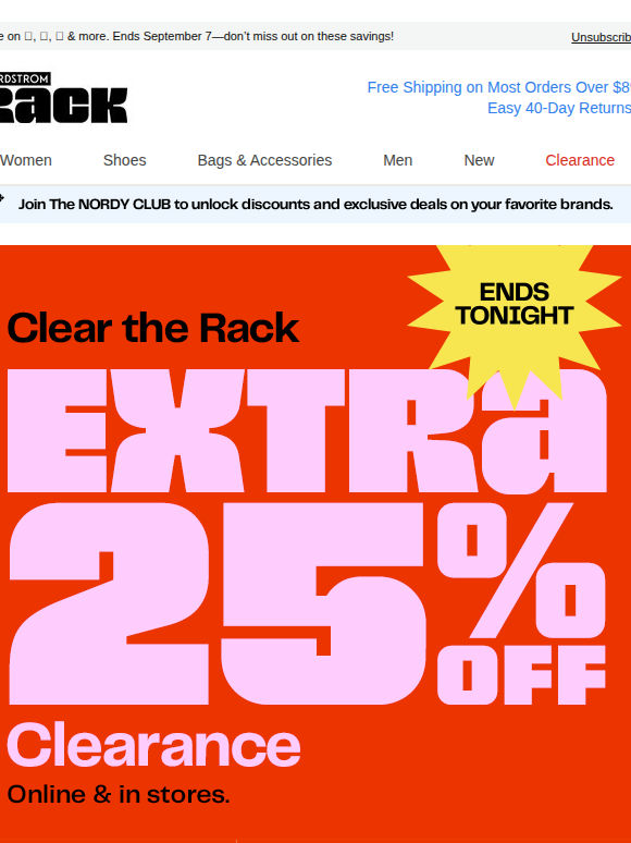 LAST CHANCE to get EXTRA 25% off clearance: online & in stores