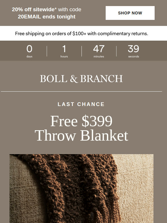 Last Chance | free $399 Throw Blanket