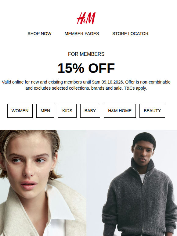 15% off online | Starts now