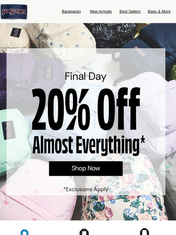Final Day!⏰ 20% Off Almost Everything!