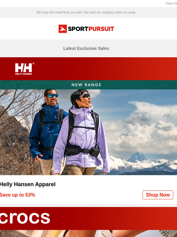 Helly Hansen Apparel | CROCS | Crew Clothing Co | Daily Sports Golf | Softshell | Up to 72% Off!