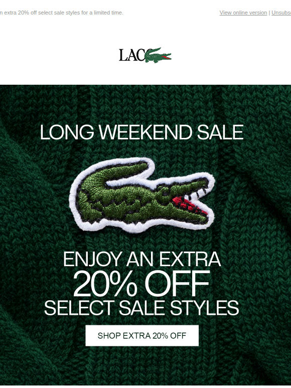 The Long Weekend Sale Starts Now