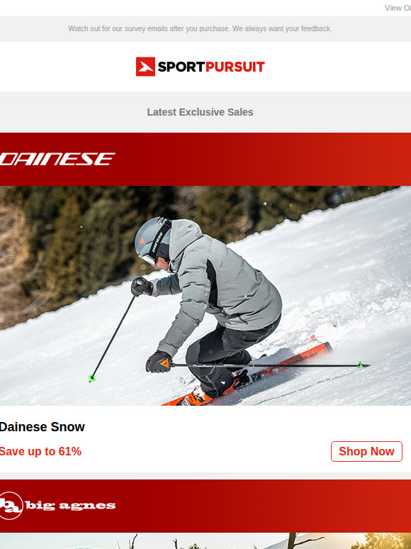 Dainese Snow  | Big Agnes | Stance | Rossignol Clothing | Tennis | Up to 70% Off!