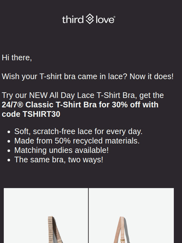 Get 30% off your T-shirt bra
