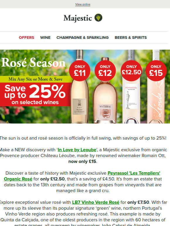 Rosé from only £7.50