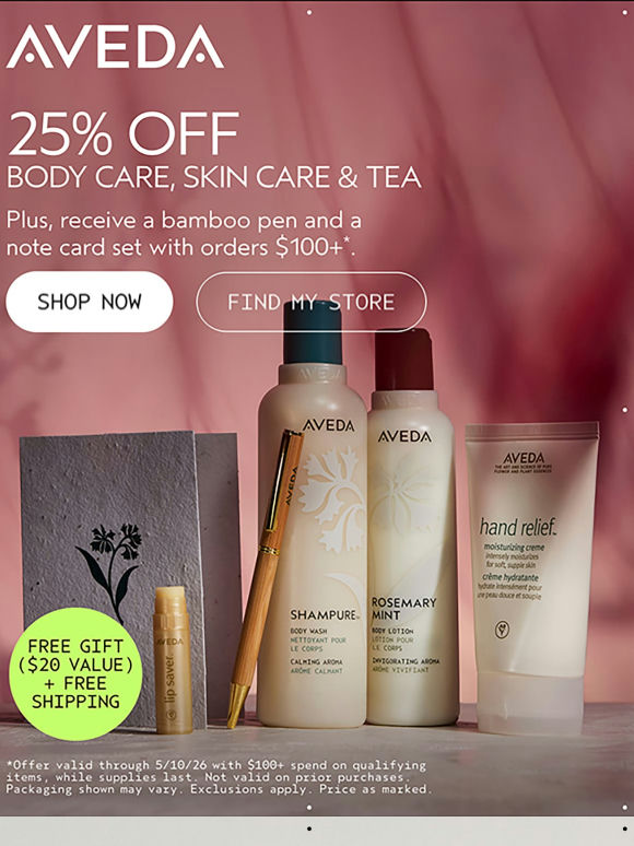 Limited time left: 25% off body care, skin care & tea