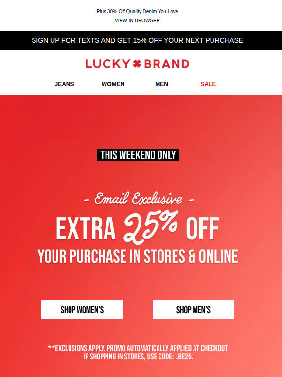 Take An Extra 25% Off This Weekend!