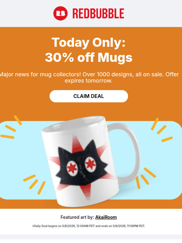 ☕️ TODAY'S DEAL: 30% off Mugs ☕️