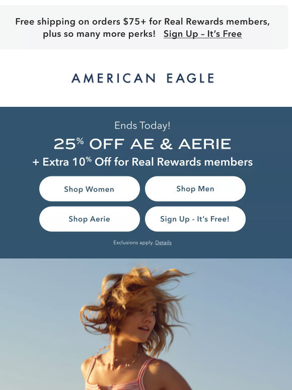 ENDS TODAY! 25% off AE & Aerie + extra 10%