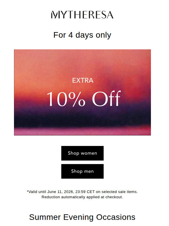 Extra 10% off selected sale items, for 4 days only