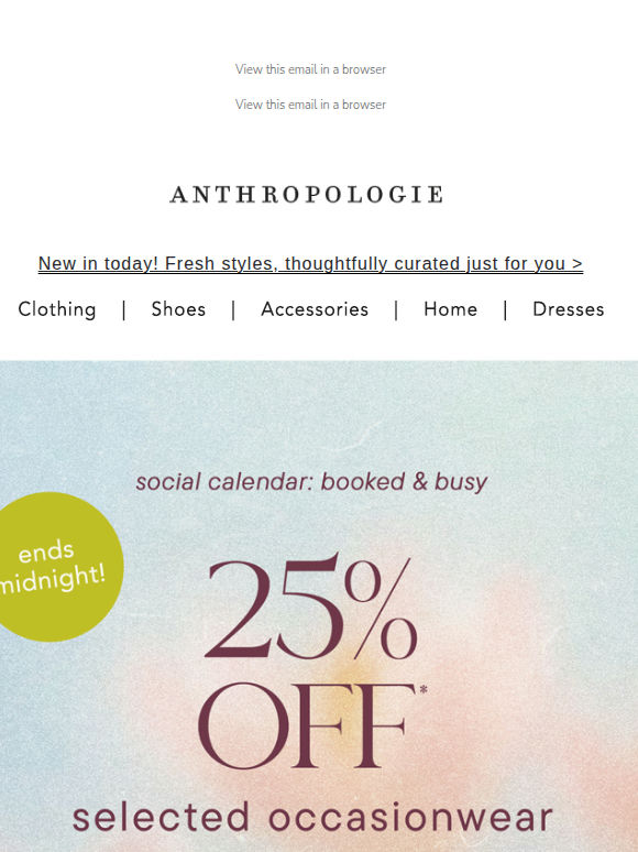 Ends midnight: 25% off occasionwear 👗
