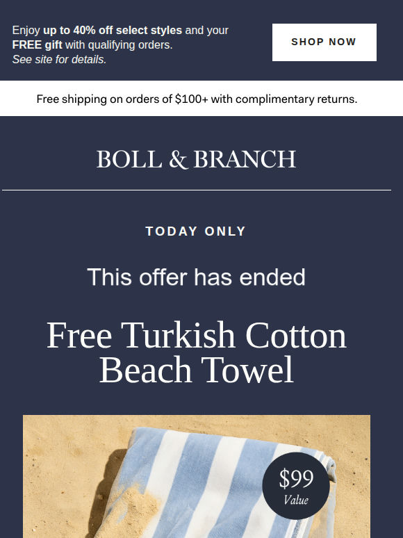 Only hours left | FREE beach towel