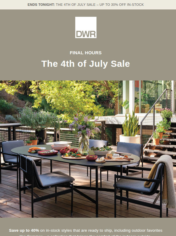 Final hours: Up to 30% off in-stock styles