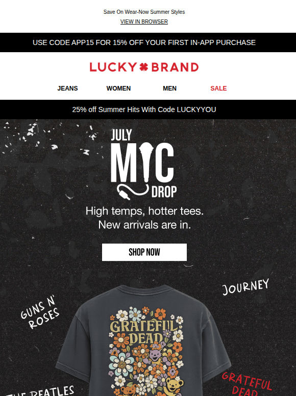 Just-In July Band Tees, Plus 25% Off!