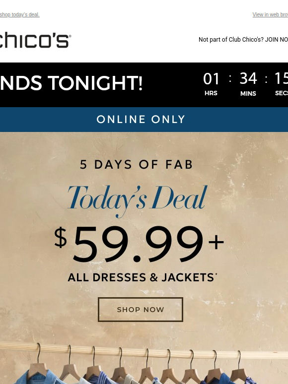FINAL HOURS! $59.99+ dresses & jackets