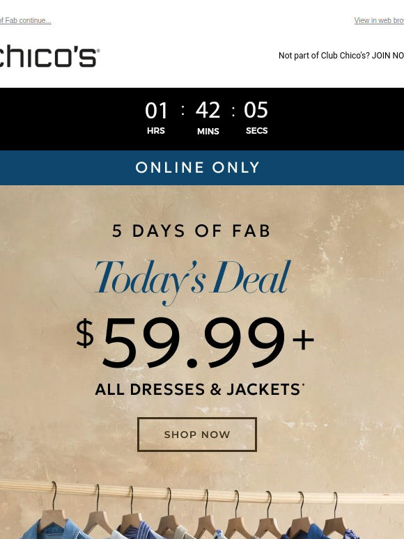Today’s Deal: $59.99+ ALL Dresses & Jackets
