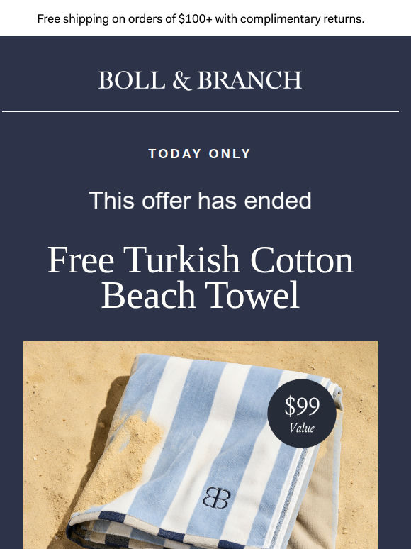 Today Only: Free Beach Towel
