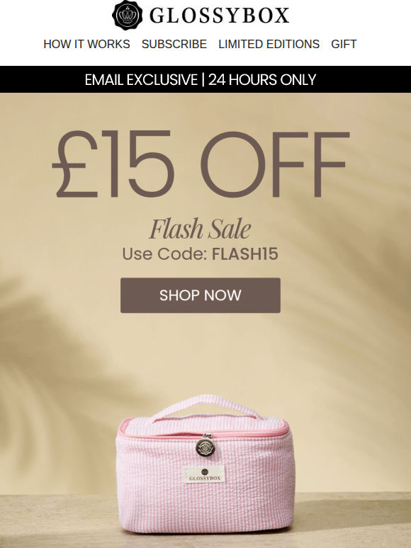 24 HOURS ONLY! £15 OFF Summer Bag