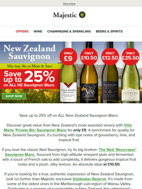 Save up to 25% on ALL New Zealand Sauvignon