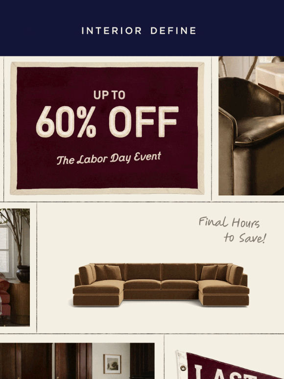 Ending tonight, up to 60% off