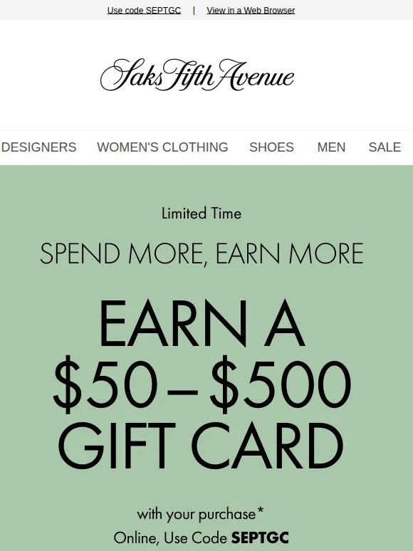 Spend More, Earn More: Get a $50–$500 gift card for a limited time